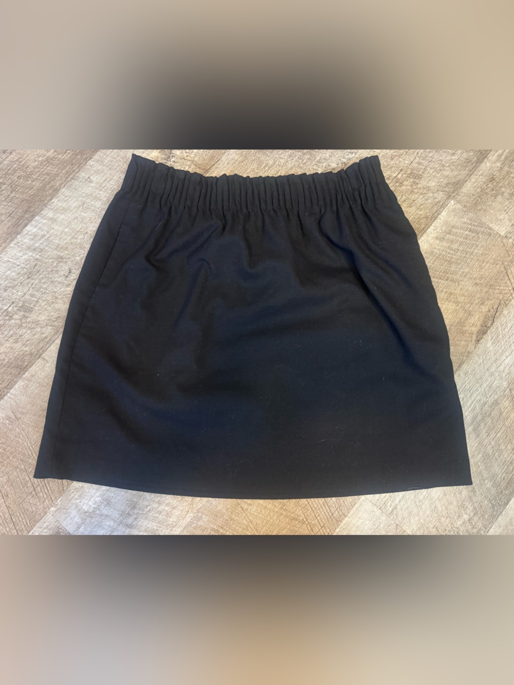 LOFT Wool Blend Black Mini Skirt with Elastic Waist, Lined, Lightweight